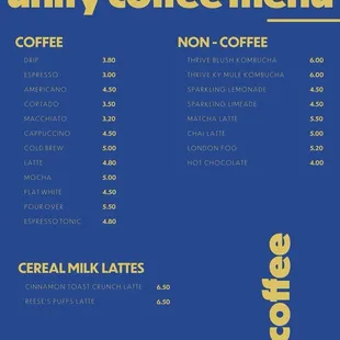 Coffee Menu