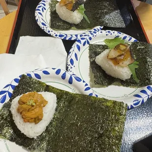 Uni and butterfish onigiri