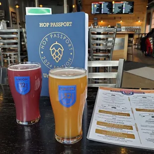 two beers and a menu