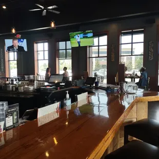 looking down the bar