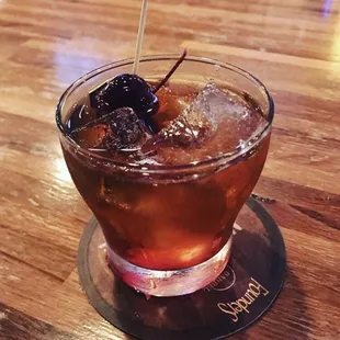 a drink in a glass