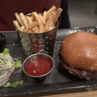 Hamburger and fries