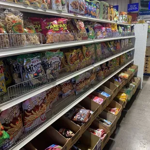 shelves of snacks and snacks