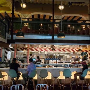 Bar area with an oldies diner aesthetic