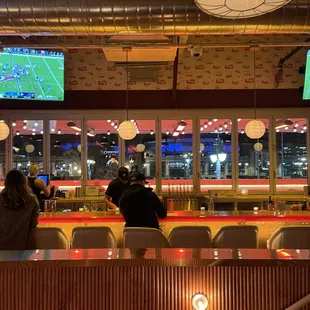 Upstairs bar with view of Comerica