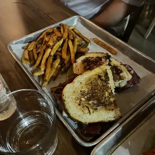 Reuben sandwich and fries