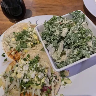 Shrimp tacos and 1/2 Kale Caesar