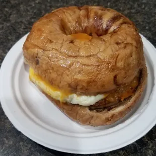 French Toast breakfast bagel. Their massive!