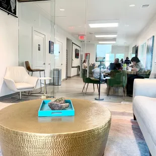a coffee table in the middle of a living room