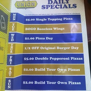 Daily Specials