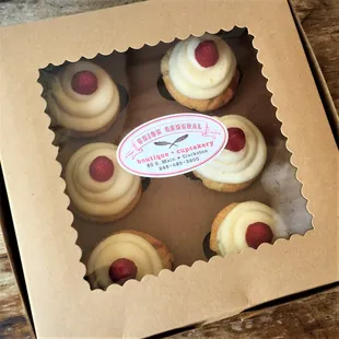 ½ Dozen “Baby I’m a Star” Premium Cupcakes - Vanilla, House-Made Raspberry Purée and Cream Cheese Icing