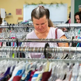 Women clothes closet guest shopping