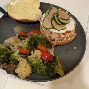 Salmon Burger w/ veggie side