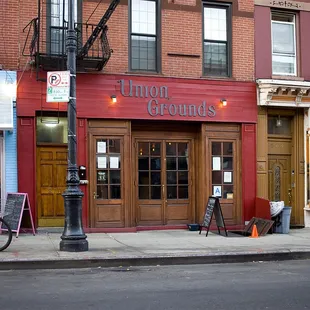 the entrance to the restaurant