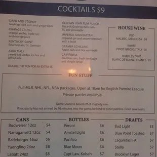 Limited drink menu.  Disgusting wine.