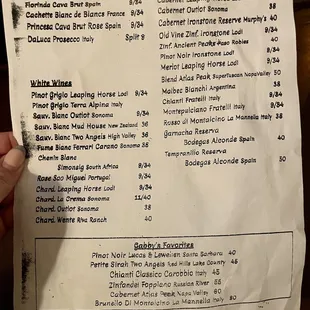menu