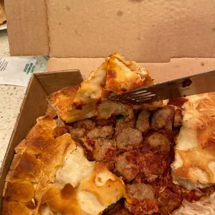 Dry pizza with no cheese.