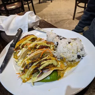 Fish tacos. Apparently good