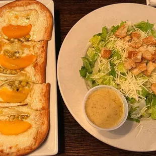 Flat bread and Caesar salad