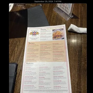 Sandwich Menu, Sep '24