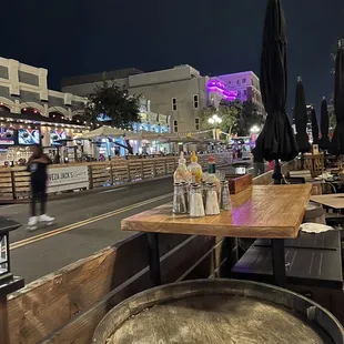 a city street at night