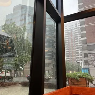 view from the seating area when it rains is quite nice