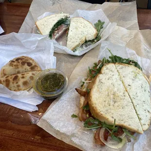 Roast Beef + Pesto, empanadas, Turkey Club