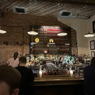 The Bar with the American flag from 1876 with gun powder on it!