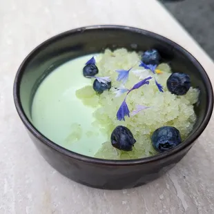 Pandan panna cotta.