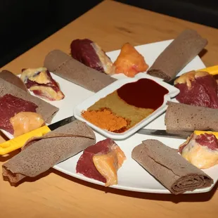 a plate of appetizers