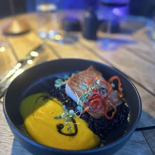 Salmon and forbidden rice