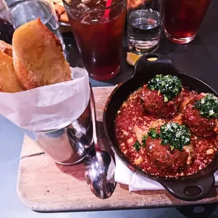The Meatballs. With a spicy marinara house made sauce. YUM