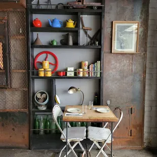 a table and chairs in a kitchen