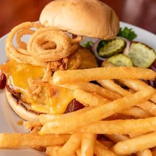 a burger and fries