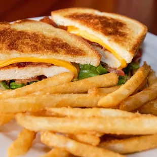 a sandwich and fries