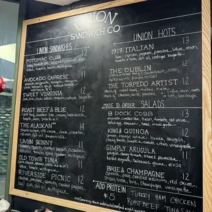 Menu. As of 12/2023.