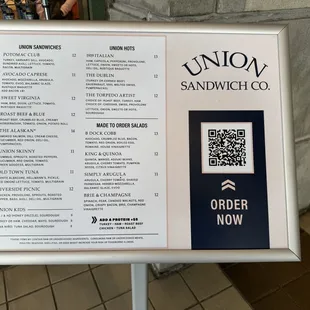 Menu. As of 12/2023.