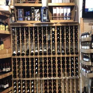 a wine rack in a store