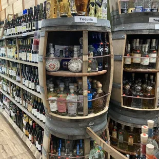 shelves of liquor
