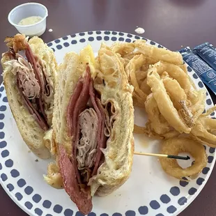Muffaletta and onion rings
