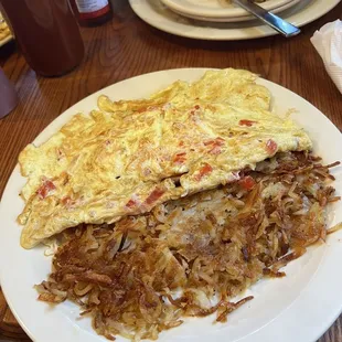 Tomato Cream Cheese and ham omelette