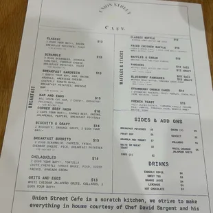 menu