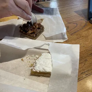 Chewy Pecan and Lemon bar