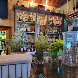 Bar area with fresh herbs
