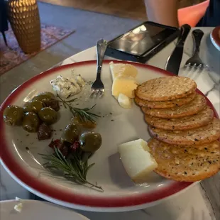 Olive and cheese platter