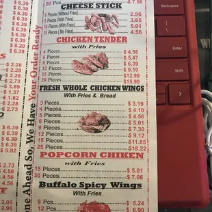 menu