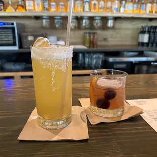 Happy hour! Margarita and Oaxaca old fashioned