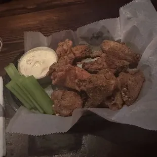 Lemon pepper wings and blue cheese