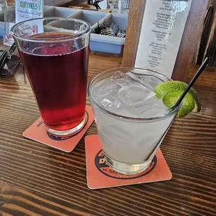 Wander Raspberry Millie Sour and housemade spicy margarita