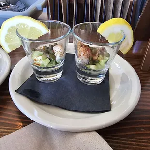 Oyster shooters, no cocktail sauce